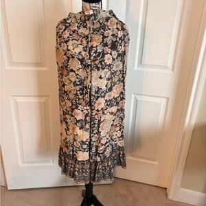 Spell Wide Leg Pants in Black Floral Print with Cream and Blush XS. EC